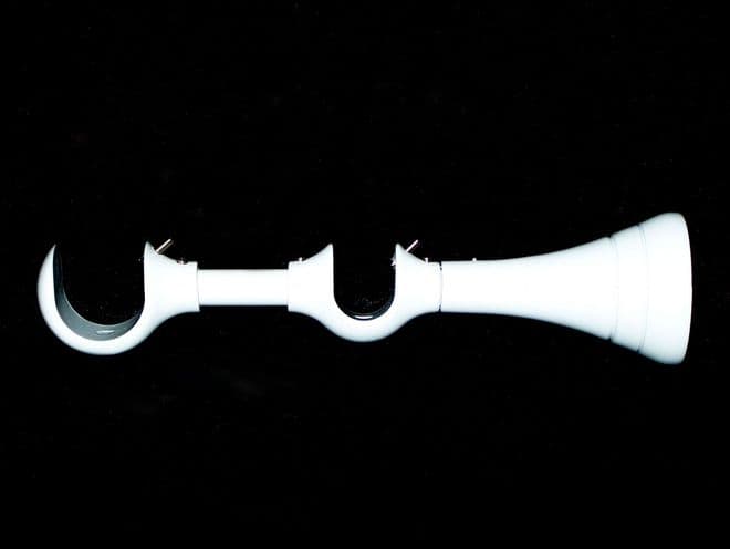 28/19mm Adjustable Gloss White Designer Double Curtain Pole Bracket 210-232mm