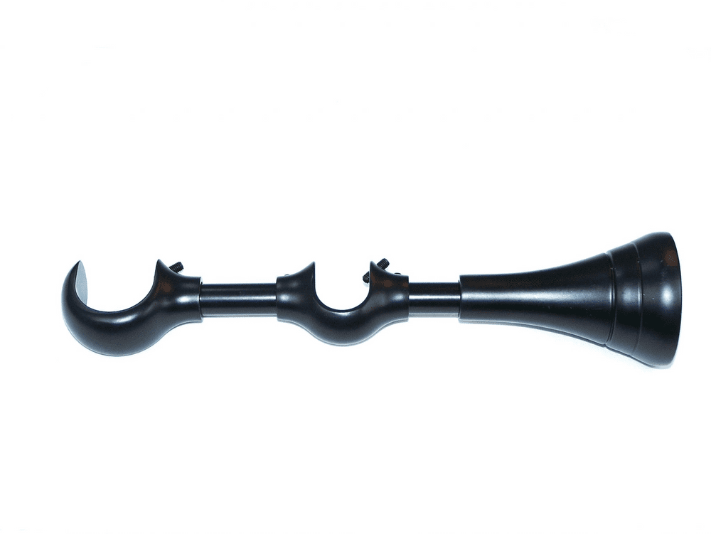 28/19mm Adjustable Matt Black Designer Double Curtain Pole Bracket 210
