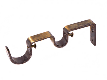 28/19mm Antique Brass Double Layer Curtain Pole Wall Bracket 1 2 3