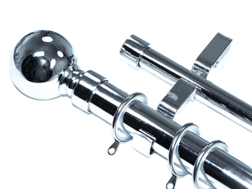 28/19mm Double Chrome Curtain Pole Glider Rings Ball Finials