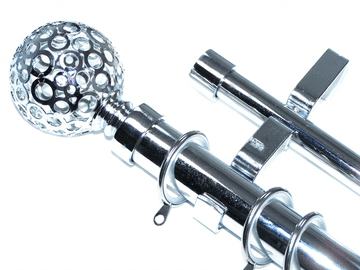 28/19mm Double Chrome Curtain Pole Glider Rings Circle Ball Finials