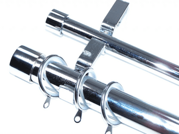 28/19mm Double Chrome Curtain Pole Glider Rings End Cap Finials