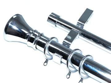 28/19mm Double Chrome Curtain Pole Glider Rings Hammerhead Finials