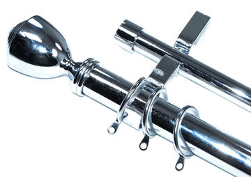 28/19mm Double Chrome Curtain Pole Glider Rings Trophy Ball Finials
