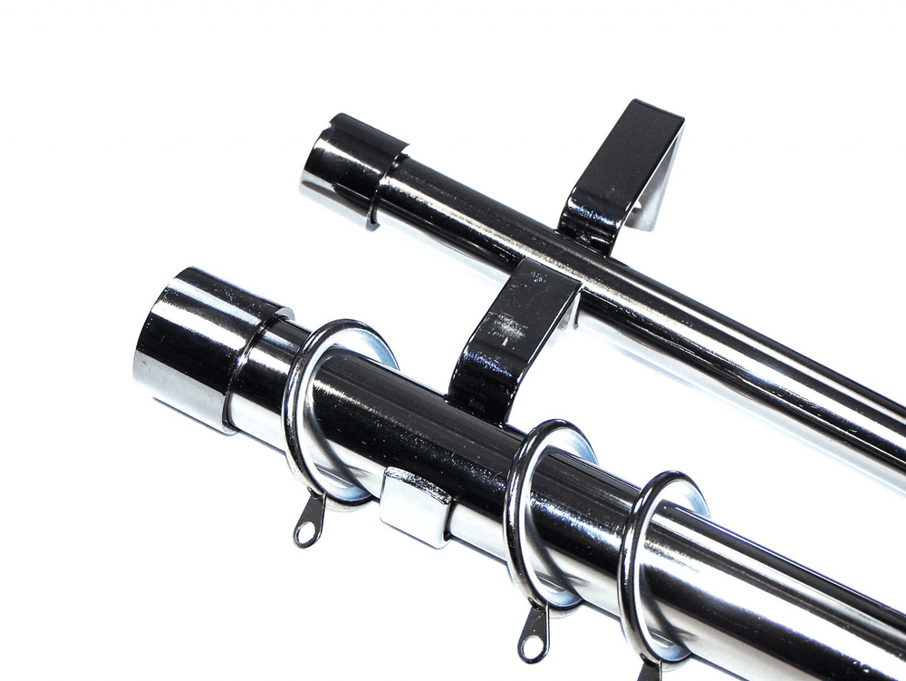 28/19mm Double Graphite Black Nickel Curtain Pole Glider Rings End Cap