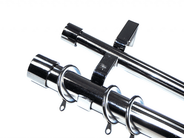 28/19mm Double Graphite Black Nickel Curtain Pole Glider Rings End Cap Finials