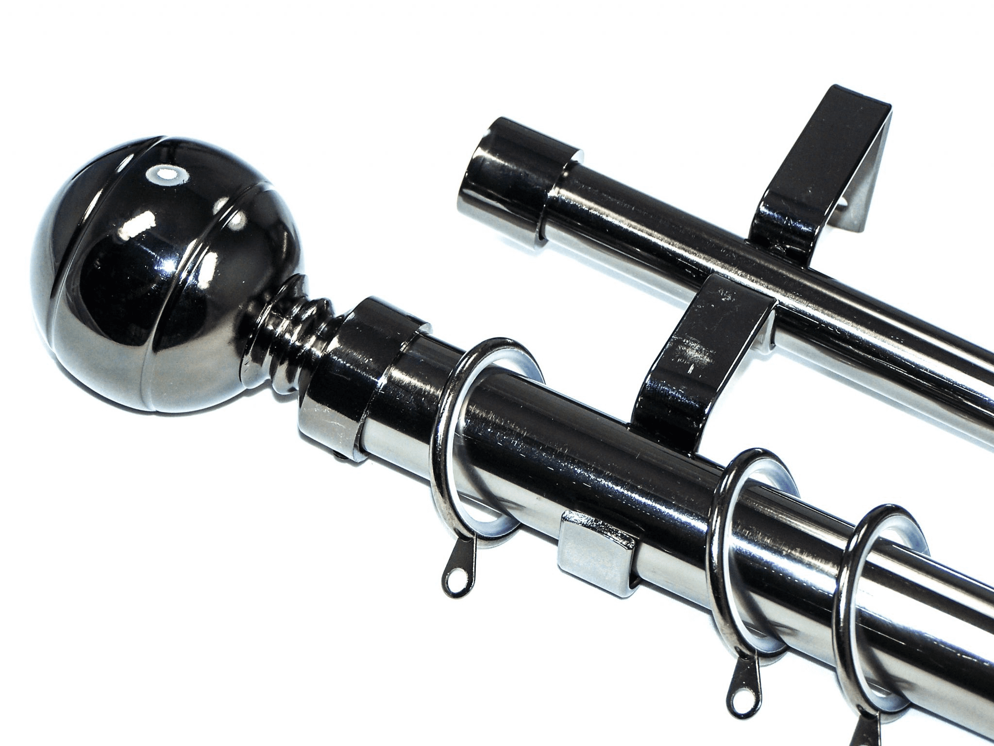 28/19mm Double Graphite Black Nickel Curtain Pole Glider Rings Ribbed