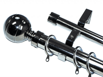 28/19mm Double Graphite Black Nickel Curtain Pole Glider Rings Ribbed Ball Finials