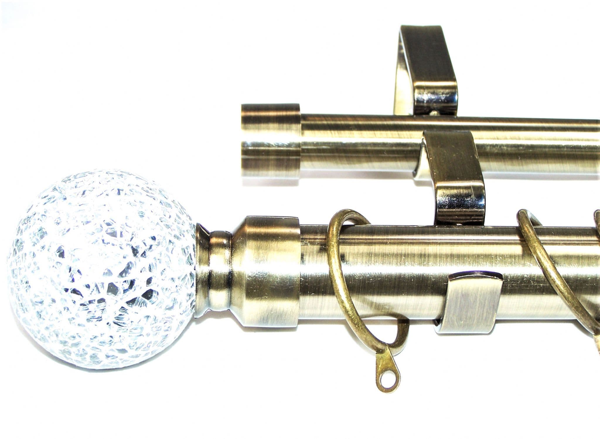 28/19mm Double Layer Antique Brass Curtain Pole Mosaic Ball Finials