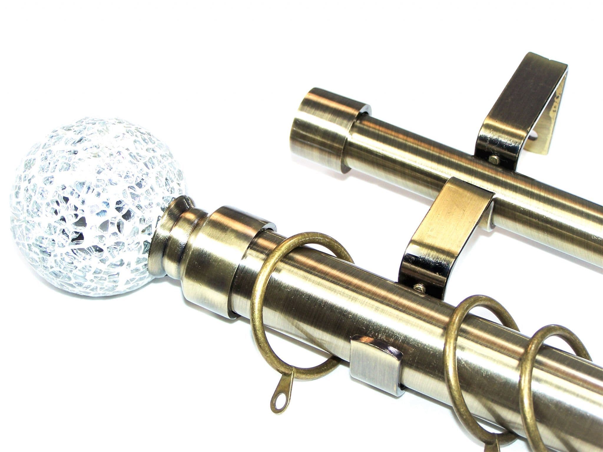 28/19mm Double Layer Antique Brass Curtain Pole Mosaic Ball Finials