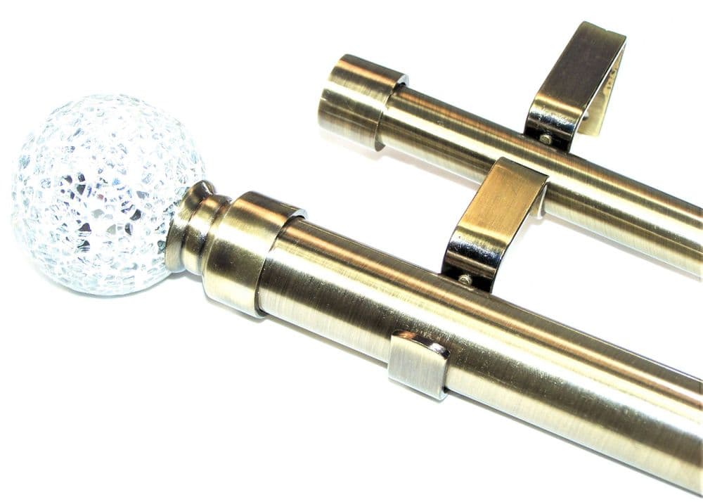 28/19mm Double Layer Antique Brass Eyelet Curtain Pole Mosaic Ball Finials