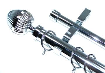 28/19mm Double Layer Chrome Curtain Pole Acorn Finials