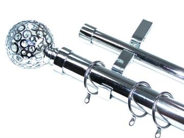 28/19mm Double Layer Chrome Curtain Pole Circle Ball Finials