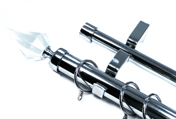 28/19mm Double Layer Chrome Curtain Pole Crystal Spear Finials
