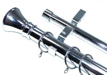 28/19mm Double Layer Chrome Curtain Pole Hammerhead Finials