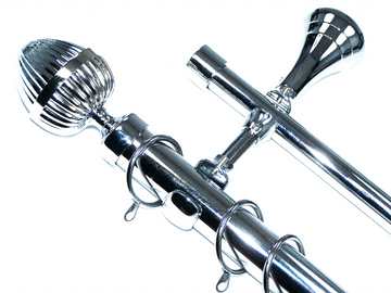 28/19mm Double Layer Designer Chrome Pole Acorn Finials