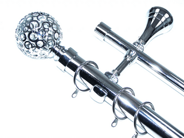 28/19mm Double Layer Designer Chrome Pole Circle Ball Finials