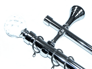 28/19mm Double Layer Designer Chrome Pole Crystal Ball Finials