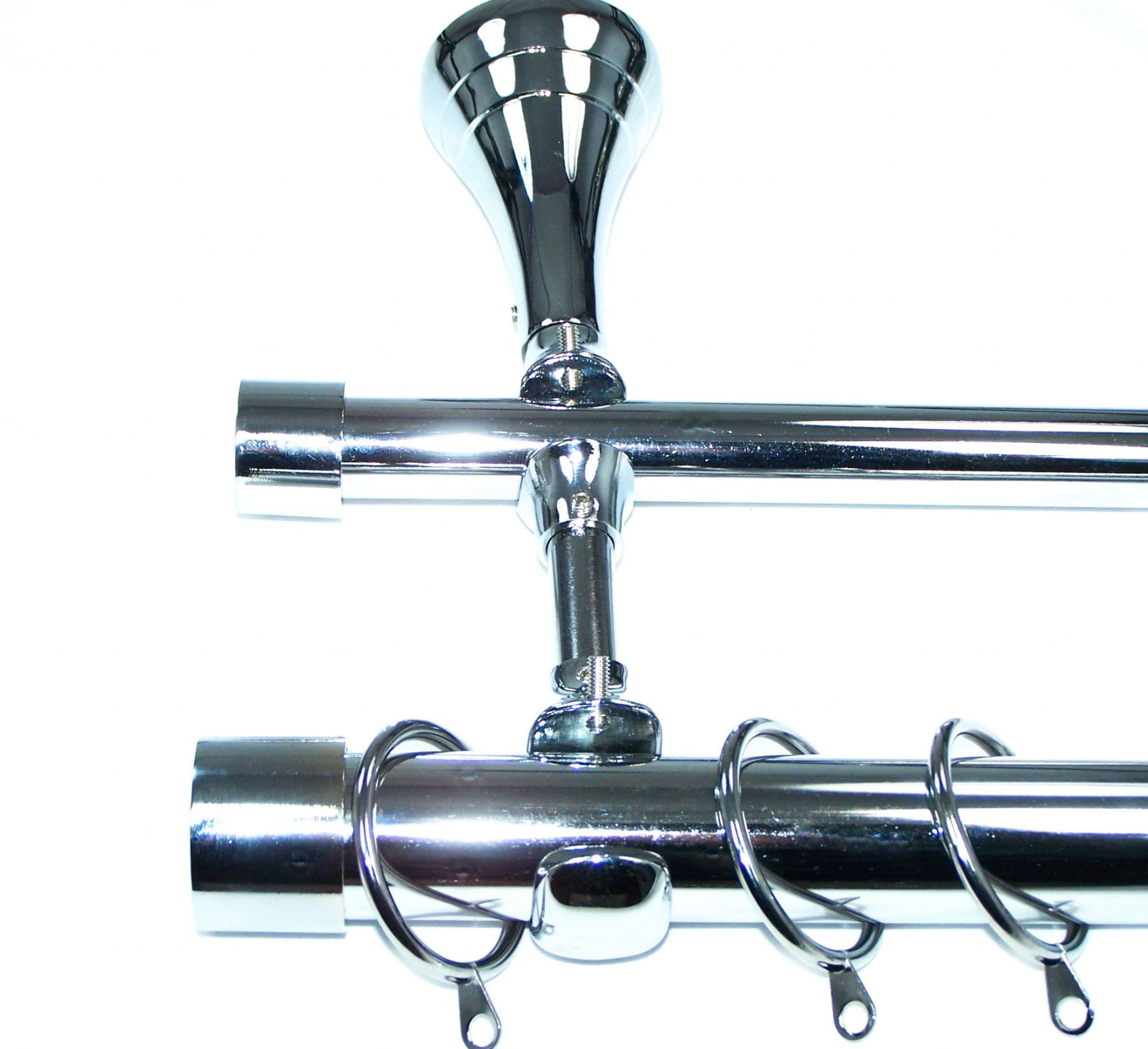 28/19mm Double Layer Designer Chrome Pole End Cap Finials