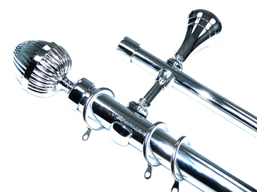 28/19mm Double Layer Designer Chrome Pole Glider Rings & Acorn Finials