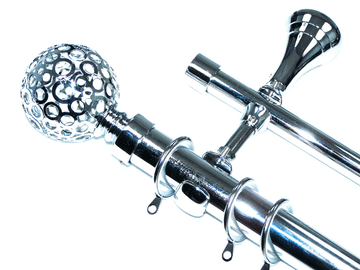 28/19mm Double Layer Designer Chrome Pole Glider Rings Circle Ball Finials