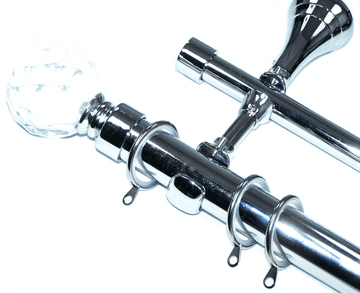 28/19mm Double Layer Designer Chrome Pole Glider Rings Crystal Ball Finials