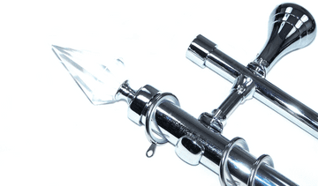 28/19mm Double Layer Designer Chrome Pole Glider Rings Crystal Spear Finials