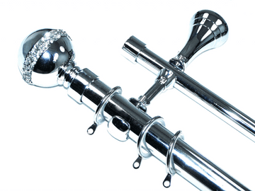 28/19mm Double Layer Designer Chrome Pole Glider Rings Diamante Ball Finials