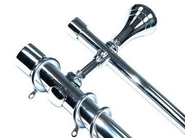 28/19mm Double Layer Designer Chrome Pole Glider Rings End Cap Finials