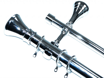 28/19mm Double Layer Designer Chrome Pole Glider Rings Hammerhead Finials