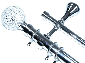 28/19mm Double Layer Designer Chrome Pole Glider Rings Mosaic Ball Finials