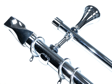 28/19mm Double Layer Designer Chrome Pole Glider Rings Twisted Barrel Finials