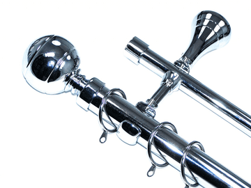 28/19mm Double Layer Designer Chrome Pole Ribbed Ball Finials