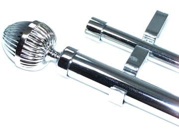 28/19mm Double Layer Eyelet Chrome Curtain Pole Acorn Finials