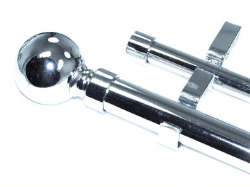 28/19mm Double Layer Eyelet Chrome Curtain Pole Ball Finials