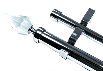 28/19mm Double Layer Eyelet Chrome Curtain Pole Crystal Spear Finials