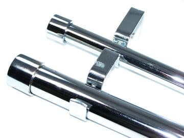 28/19mm Double Layer Eyelet Chrome Curtain Pole End Cap Finials