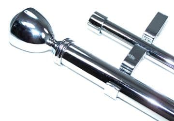 28/19mm Double Layer Eyelet Chrome Curtain Pole Trophy Finials