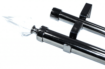 28/19mm Double Layer Graphite Black Eyelet Curtain Pole Crystal Spear Finials