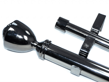 28/19mm Double Layer  Graphite Black Eyelet Curtain Pole Trophy Finials