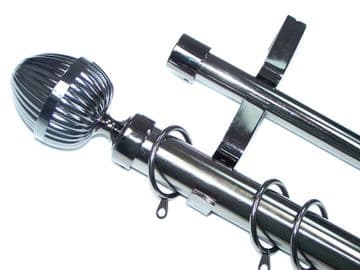 28/19mm Double Layer Graphite Black Nickel Curtain Pole Acorn Finials