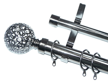 28/19mm Double Layer Graphite Black Nickel Curtain Pole Circle Ball Finials