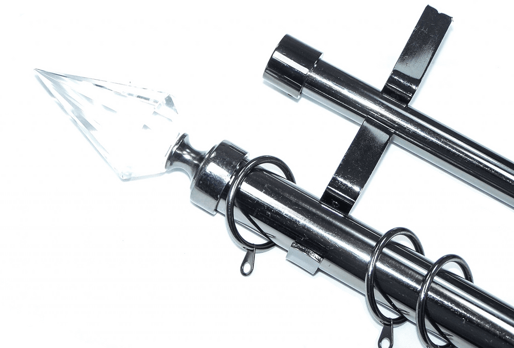 28/19mm Double Layer Graphite Black Nickel Curtain Pole Crystal Ball