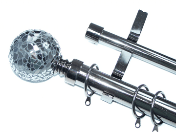 28/19mm Double Layer Graphite Black Nickel Curtain Pole Mosaic Ball Finials
