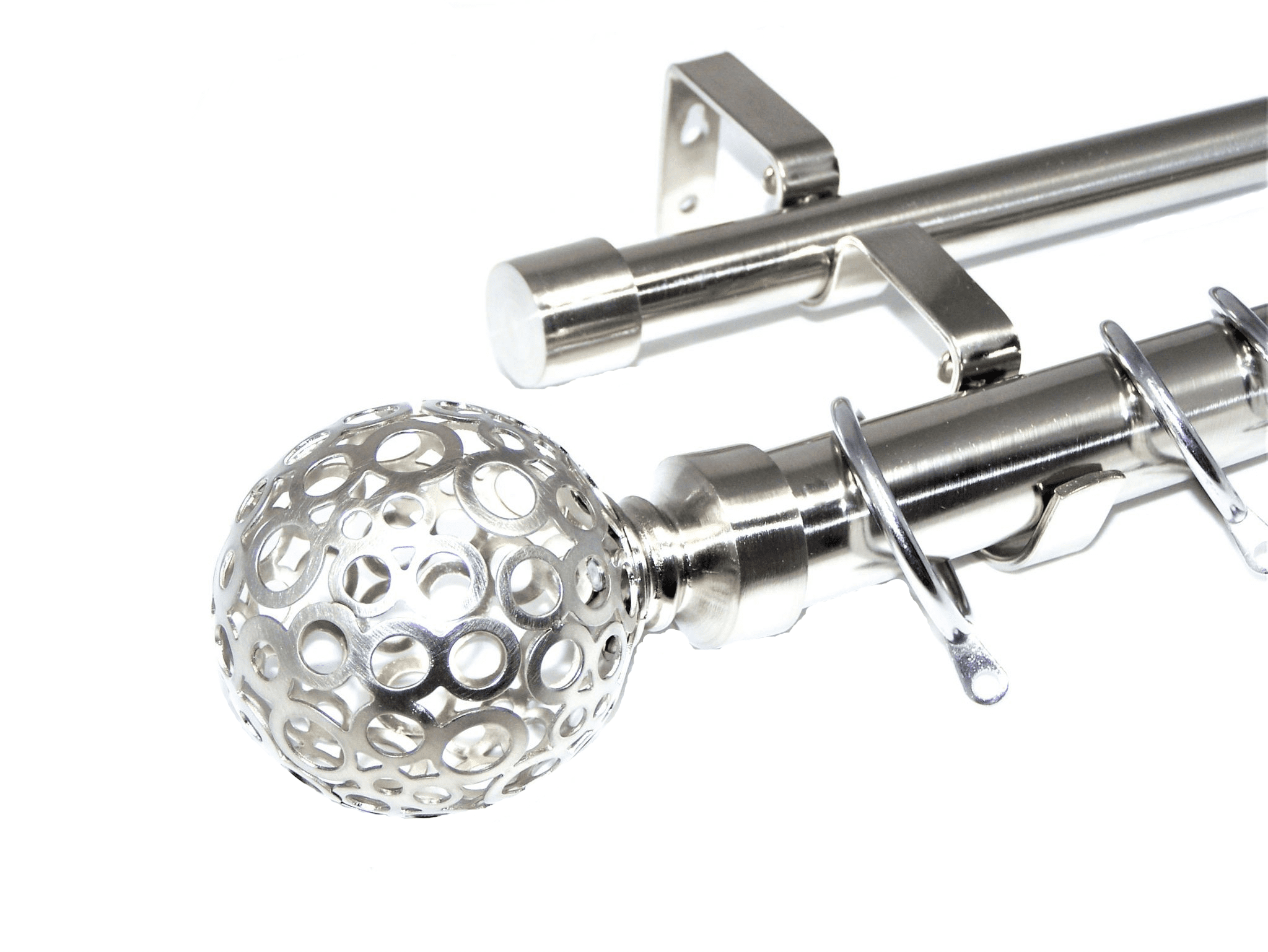 28/19mm Double Layer Stainless Steel Curtain Pole Circle Ball Finials