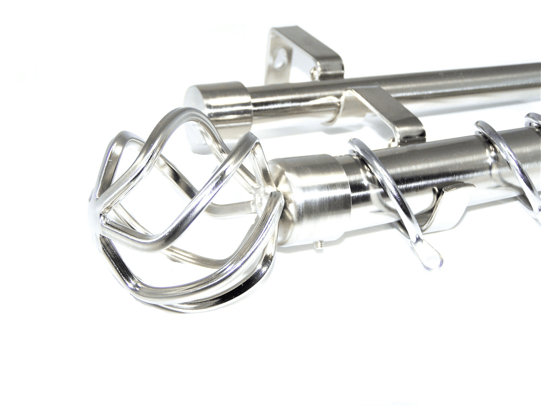 28/19mm Double Layer Stainless Steel Curtain Pole Twisted Cage Finials