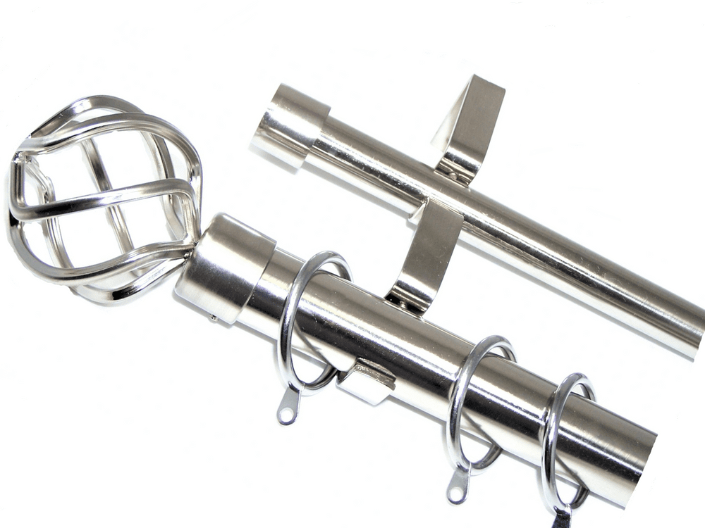 28/19mm Double Layer Stainless Steel Curtain Pole Twisted Cage Finials