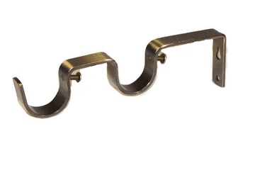 28/28mm Antique Brass Double Layer Curtain Pole Wall Bracket