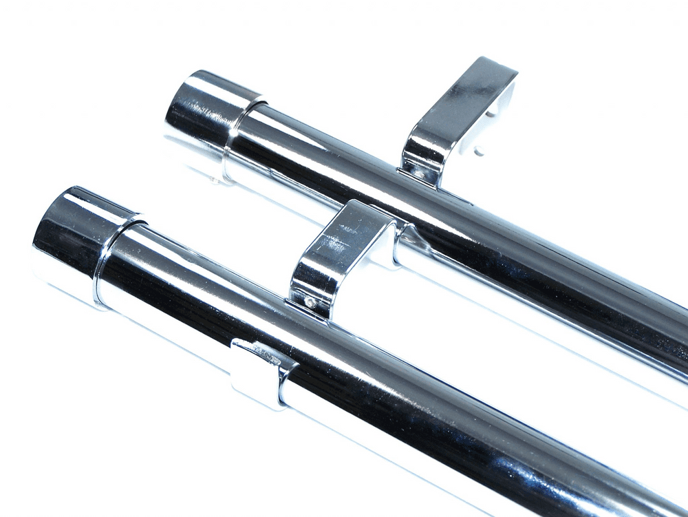 25/28mm Cairo Satin Silver Extendable Curtain Pole