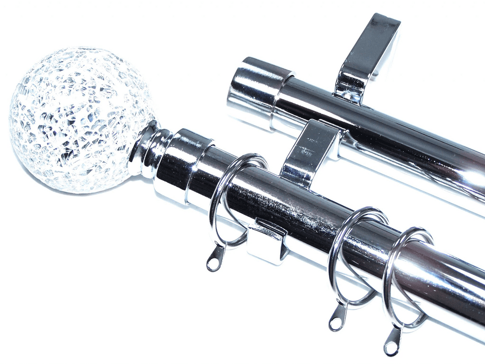 28/28mm Double Chrome Extendable Pole Mosaic Ball Finials 1 2m 2 1m